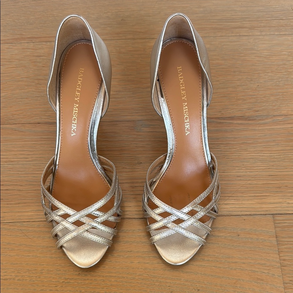 Badgley Mischka silver heels elegant design
